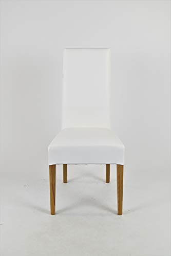 Tommychairs - Set 4 sillas Luisa para Cocina, Comedor, Bar y Restaurante, solida Estructura en Madera de Haya Color Roble y Asiento tapizado en Polipiel Blanco Tommychairs - Set 4 sillas Luisa para Cocina, Comedor, Bar y Restaurante, solida Estructura en Madera de Haya Color Roble y Asiento tapizado en Polipiel Blanco