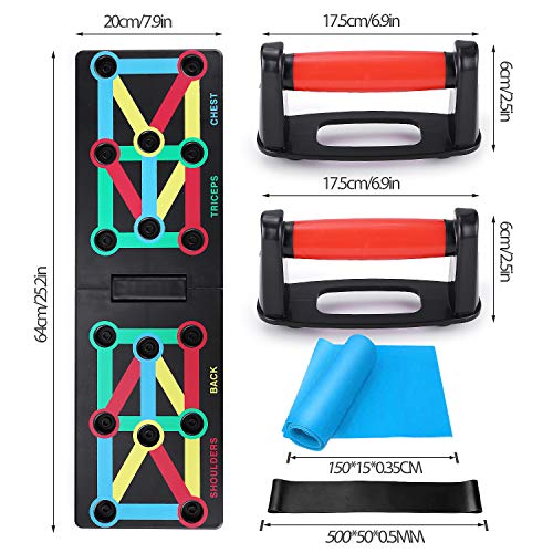 TOMSHOO 12-en-1 Push Up Board, Tablero Plegable Multifuncional con Código de Color, Mango, Banda Elástica para Ejercicios en el Hogar TOMSHOO 12-en-1 Push Up Board, Tablero Plegable Multifuncional con Código de Color, Mango, Banda Elástica para Ejercicios en el Hogar