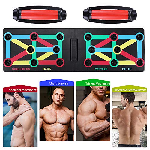 TOMSHOO 12-en-1 Push Up Board, Tablero Plegable Multifuncional con Código de Color, Mango, Banda Elástica para Ejercicios en el Hogar TOMSHOO 12-en-1 Push Up Board, Tablero Plegable Multifuncional con Código de Color, Mango, Banda Elástica para Ejercicios en el Hogar