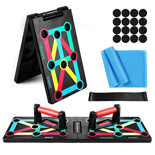 TOMSHOO 12-en-1 Push Up Board, Tablero Plegable Multifuncional con Código de Color, Mango, Banda Elástica para Ejercicios en el Hogar TOMSHOO 12-en-1 Push Up Board, Tablero Plegable Multifuncional con Código de Color, Mango, Banda Elástica para Ejercicios en el Hogar