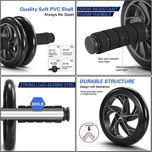 TOMSHOO 5 en 1 Kit de Rueda Abdominal, Push Up Bars, Cuerda para Saltar, Fortalecedor de Mano, Rodilla Mat para Entrenamiento en Casa Ejercicios Fitness TOMSHOO 5 en 1 Kit de Rueda Abdominal, Push Up Bars, Cuerda para Saltar, Fortalecedor de Mano, Rodilla Mat para Entrenamiento en Casa Ejercicios Fitness