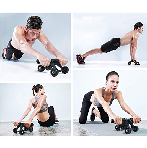 TOMSHOO 6 en 1 AB Roller Kit de Ejercicio con 4 Ruedas, Bandas Elasticas, Cuerda de Salto, Rodilla Mat para Abdominales, Ejercicios en Casa