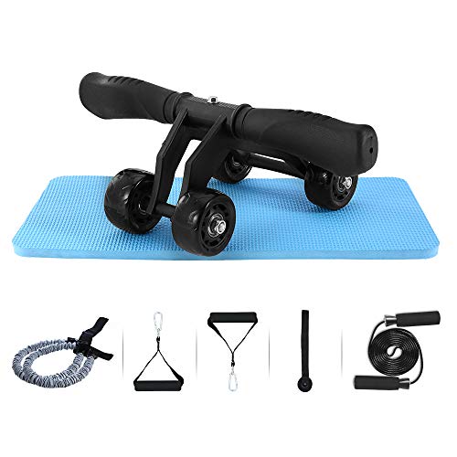 TOMSHOO 6 en 1 AB Roller Kit de Ejercicio con 4 Ruedas, Bandas Elasticas, Cuerda de Salto, Rodilla Mat para Abdominales, Ejercicios en Casa TOMSHOO 6 en 1 AB Roller Kit de Ejercicio con 4 Ruedas, Bandas Elasticas, Cuerda de Salto, Rodilla Mat para Abdominales, Ejercicios en Casa