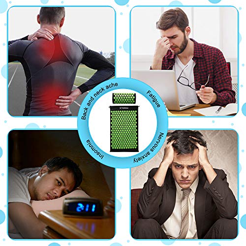 TOMSHOO Esterilla Acupresión, Kit de Masaje con Cojín y Esterilla de Masaje para la Relajación de Salud y el Alivio del Doloroga, Estera de Acupresión con 2 pcs Bolas de Masaje de Punta y Bolsa TOMSHOO Esterilla Acupresión, Kit de Masaje con Cojín y Esterilla de Masaje para la Relajación de Salud y el Alivio del Doloroga, Estera de Acupresión con 2 pcs Bolas de Masaje de Punta y Bolsa