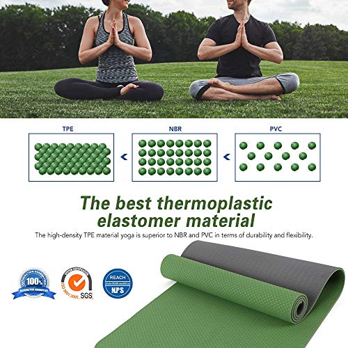 TOMSHOO Esterilla Yoga Antideslizante, Colchoneta Yoga de TPE 8mm, Alfombrilla Yoga Doble Capa y Doble Color con Correa y Bolsa de Transporte para Pilates Ejercicios y Fitness (Naranja y Negro)