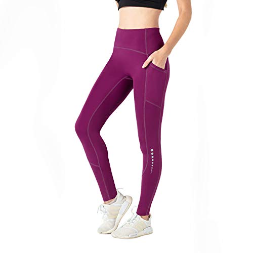 TOMSHOO Pantalones Yoga Mujer, Leggings Yoga Mujer Cintura Alta, Mallas Yoga Mujer con Bolsillos, para Correr Deportes Estiramiento y Pilates