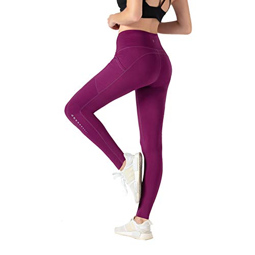 TOMSHOO Pantalones Yoga Mujer, Leggings Yoga Mujer Cintura Alta, Mallas Yoga Mujer con Bolsillos, para Correr Deportes Estiramiento y Pilates