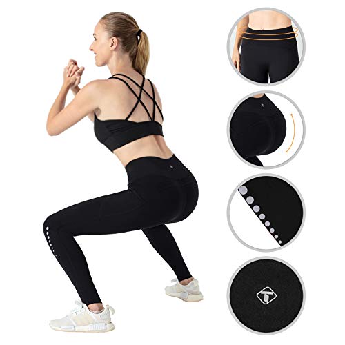 TOMSHOO Pantalones Yoga Mujer, Leggings Yoga Mujer Cintura Alta, Mallas Yoga Mujer con Bolsillos, para Correr Deportes Estiramiento y Pilates