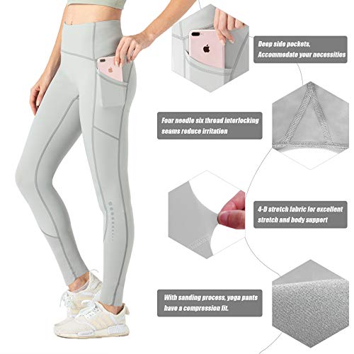 TOMSHOO Pantalones Yoga Mujer, Leggings Yoga Mujer Cintura Alta, Mallas Yoga Mujer con Bolsillos, para Correr Deportes Estiramiento y Pilates