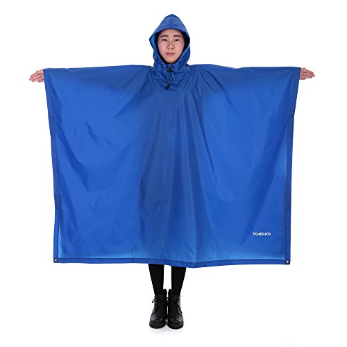 TOMSHOO Poncho de Lluvia con Capucha Chubasquero Impermeable Ligero Multifuncional como Toldo Manta Estera de Camping para Senderismo Ciclismo Unisex