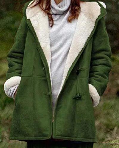 Tomwell Mujer Invierno Abrigo Casual Manga Larga Sudadera con Capucha Chaqueta de Lana Capa Jacket Parka Verde 46
