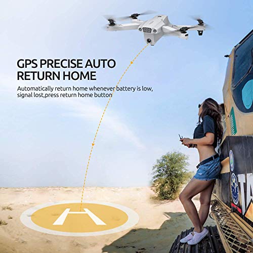Tomzon D65 GPS Drone con cámara 4K HD WiFi, FPV RC Quadcopter plegable con regreso automático a casa, Sígueme, Tap Fly, Control de gestos, Modo MV, 2 baterías de 40 minutos y estuche de almacenamiento