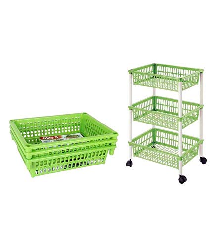 Tontarelli S2201031 Carrito Verdulero Desmontable Plastico 3 Cajones (40 X 29 x 62 cm), Multicolor Tontarelli S2201031 Carrito Verdulero Desmontable Plastico 3 Cajones (40 X 29 x 62 cm), Multicolor