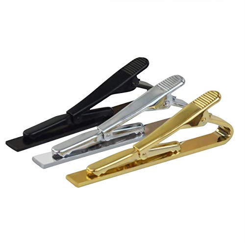 TOOGOO 3 Piezas Clip De Barra De Corbata, Pinza Tachuela De Clip De Pellizco De Barra De Corbata Negro Oro Plata Para Hombre 2.2 Pulgadas Broches Dise？o De Moda Profesional De Negocios