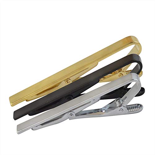 TOOGOO 3 Piezas Clip De Barra De Corbata, Pinza Tachuela De Clip De Pellizco De Barra De Corbata Negro Oro Plata Para Hombre 2.2 Pulgadas Broches Dise？o De Moda Profesional De Negocios