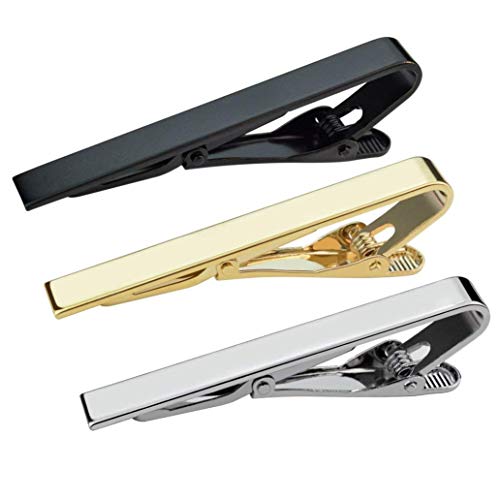 TOOGOO 3 Piezas Clip De Barra De Corbata, Pinza Tachuela De Clip De Pellizco De Barra De Corbata Negro Oro Plata Para Hombre 2.2 Pulgadas Broches Dise？o De Moda Profesional De Negocios