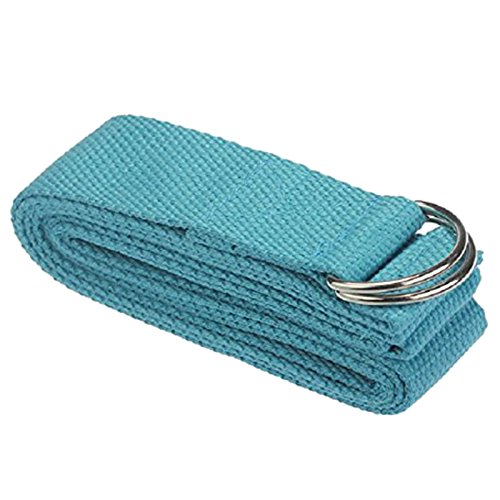 TOOGOO (R) - Cinturón ajustable con anilla en D para yoga y fitness, color azul, 180*3.8cm, Azul