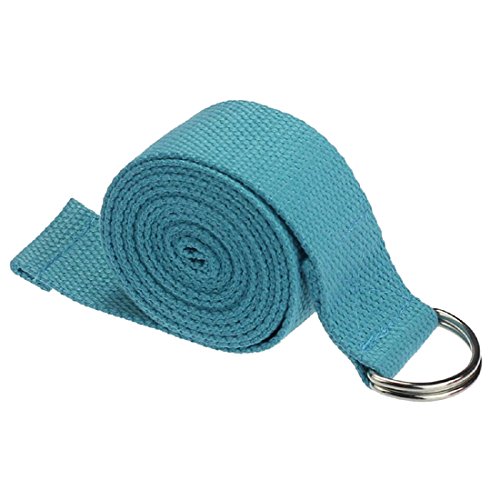 TOOGOO (R) - Cinturón ajustable con anilla en D para yoga y fitness, color azul, 180*3.8cm, Azul