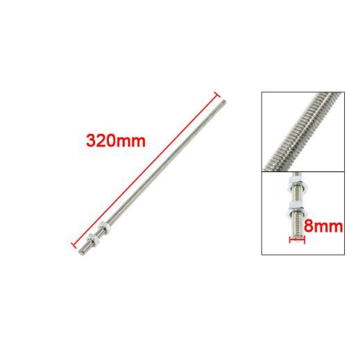 TOOGOO(R) 320mm x M8 Varilla de stock Barra de rosca de acero inoxidable Tono de plata