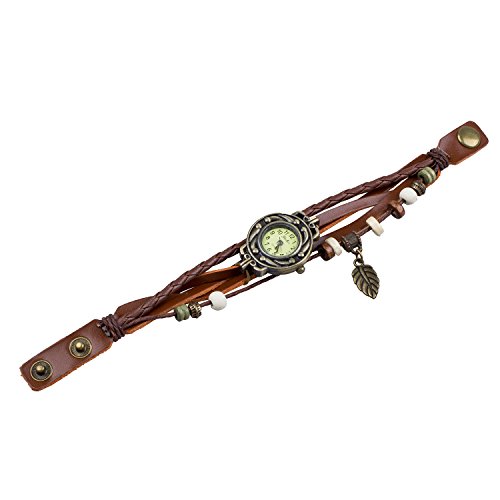 TOOGOO(R) Reloj de Pulsera Cuarzo Banda de Cuero Estilo Antiguo para Chica Mujer - Cafe TOOGOO(R) Reloj de Pulsera Cuarzo Banda de Cuero Estilo Antiguo para Chica Mujer - Cafe