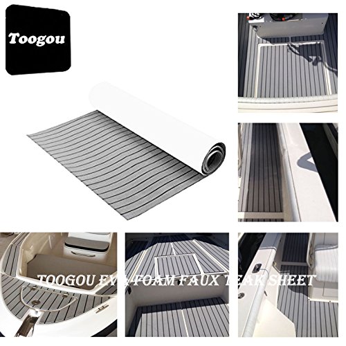 Toogou Eva Espuma Barco DIY Piso Decking Pad (94,5 "× 35.4"), Estera de Madera de Teca Marino sintético para embarcaciones, Grey with Black Stripes Toogou Eva Espuma Barco DIY Piso Decking Pad (94,5 "× 35.4"), Estera de Madera de Teca Marino sintético para embarcaciones, Grey with Black Stripes