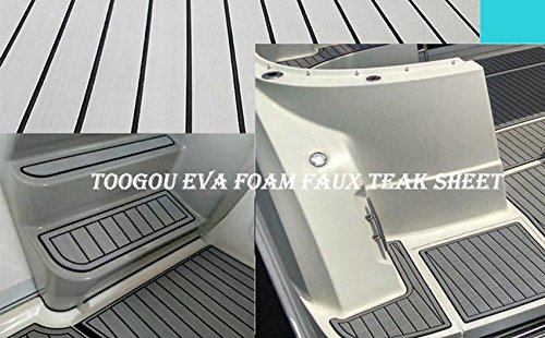 Toogou Eva Espuma Barco DIY Piso Decking Pad (94,5 "× 35.4"), Estera de Madera de Teca Marino sintético para embarcaciones, Grey with Black Stripes Toogou Eva Espuma Barco DIY Piso Decking Pad (94,5 "× 35.4"), Estera de Madera de Teca Marino sintético para embarcaciones, Grey with Black Stripes