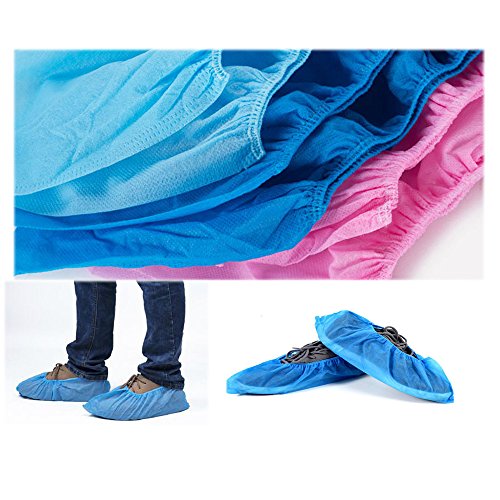 TOOHUI Cubiertas de Zapatos Desechables, Cubrezapatos Protectores, Fundas de Zapatos Desechables, Zapato Cubre, Duradera, No Tejido, Antideslizante (Rosa, Azul Claro, Dark Blue, 100 piezas)