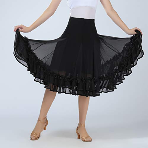 Tookang Falda de Danza para Mujer Traje de Baile Flamenco Sevillanas Tango Clásica Skirts Falda Plisada Falda de la Rodilla Tookang Falda de Danza para Mujer Traje de Baile Flamenco Sevillanas Tango Clásica Skirts Falda Plisada Falda de la Rodilla