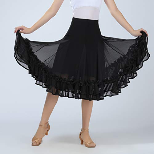 Tookang Falda de Danza para Mujer Traje de Baile Flamenco Sevillanas Tango Clásica Skirts Falda Plisada Falda de la Rodilla