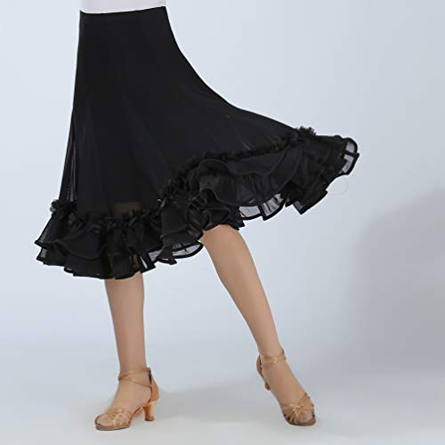 Tookang Falda de Danza para Mujer Traje de Baile Flamenco Sevillanas Tango Clásica Skirts Falda Plisada Falda de la Rodilla