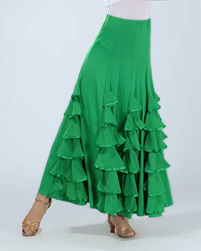 Tookang Flamenco Falda Grande del Columpio Vestido de Baile Moderno Tutu con Lentejuelas de Malla Baile de Salón