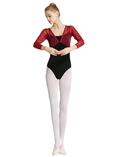 Tookang Mujeres Ropa de Baile de Práctica Sin Mangas Malla Danza Ballet Leotardo de Mezcla de Algodón Tookang Mujeres Ropa de Baile de Práctica Sin Mangas Malla Danza Ballet Leotardo de Mezcla de Algodón