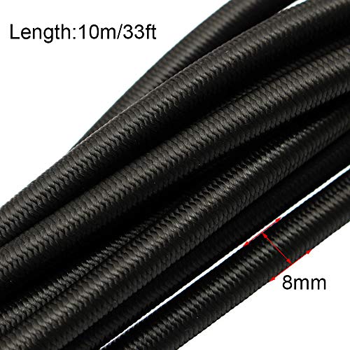 TooTaci 8 mm (10 m / 33 pies) Cuerda elástica elástica negra con 10 ganchos, Cordones Bungy extra fuertes Correa de cuerda elástica para bicicleta, bloqueo de transporte de la motocicleta Asegurar TooTaci 8 mm (10 m / 33 pies) Cuerda elástica elástica negra con 10 ganchos, Cordones Bungy extra fuertes Correa de cuerda elástica para bicicleta, bloqueo de transporte de la motocicleta Asegurar