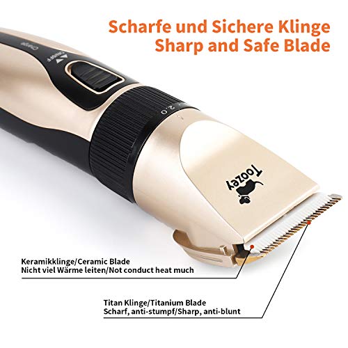 Toozey Cortapelos Perros Profesional para Cabello Grueso/Largo/Corto/Rizado - Kit de Maquina Cortar Pelo Perros de Silencioso Inalámbrico Recargable para Todas Las Mascotas, E-Book, Oro Toozey Cortapelos Perros Profesional para Cabello Grueso/Largo/Corto/Rizado - Kit de Maquina Cortar Pelo Perros de Silencioso Inalámbrico Recargable para Todas Las Mascotas, E-Book, Oro