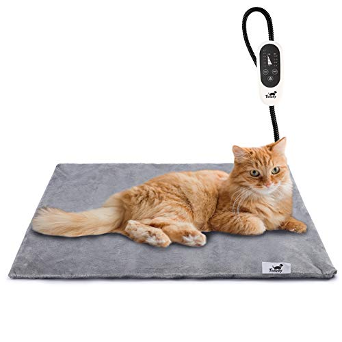 Toozey Manta Eléctrica para Perros y Gatos Interior, Ajustable Temporizador y Temperatrue Almohadilla Calefactora para Mascotas Gatos y Perros Recién Nacidos/Pequeños/Ancianos S (45 * 40cm)