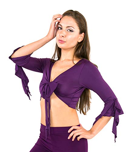 Top Bolero alto de danza oriental Cache Coeur en lycra – Belly Dance Top, color - malva, tamaño S/M