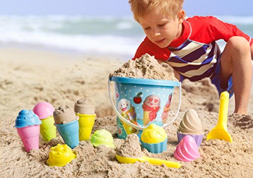 Top Race Juguetes de Playa, Juguetes de Arena, Juego de 16 moldes de Helado para niños de 3 a 10 años con Cubo Grande de Juguete de Playa de 9 Pulgadas para niños y niños pequeños (Azul) Top Race Juguetes de Playa, Juguetes de Arena, Juego de 16 moldes de Helado para niños de 3 a 10 años con Cubo Grande de Juguete de Playa de 9 Pulgadas para niños y niños pequeños (Azul)