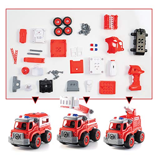 Top Race Remtote Control DIY Construye tu Mismo RC Police Car Camión de Bomberos Camión o Set de construcción Regalos para niños Niños Edades 3 + (DIY200 Set DE Fuego)