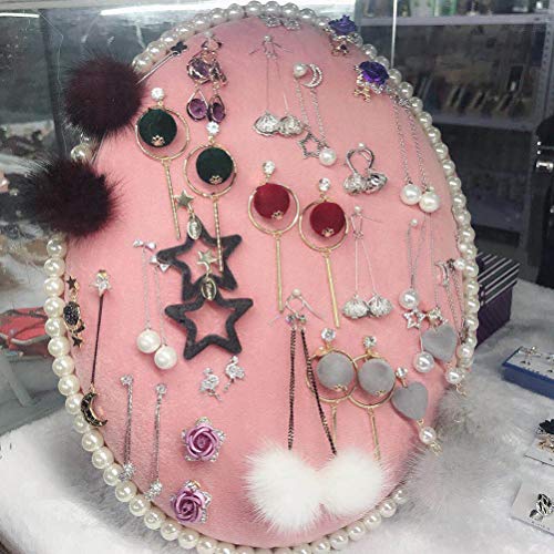 TOPBATHY Expositor de Joyas ovaladas Organizador de Collar Pendientes decentes Colchoneta de Almacenamiento con Borde de Perlas (Rosa, Talla S)