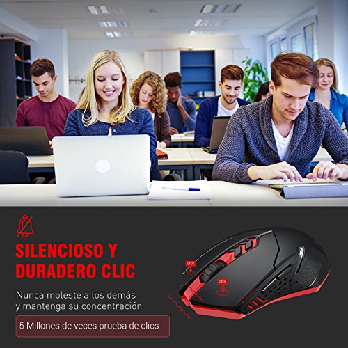 TOPELEK Ratón Gaming Inalámbrico Clic Silencioso 7 Botones USB portátil PC 2.4G óptico inalámbrico 2400 DPI 5 Niveles de ajuste con receptor nano para Windows Mac MacBook Linux-Ultra Ahorro de Energía TOPELEK Ratón Gaming Inalámbrico Clic Silencioso 7 Botones USB portátil PC 2.4G óptico inalámbrico 2400 DPI 5 Niveles de ajuste con receptor nano para Windows Mac MacBook Linux-Ultra Ahorro de Energía