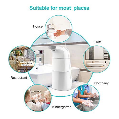 TOPERSUN Dispensador de Jabón Automático Dispensador Inteligente de jabón líquido con Sensor sin Contacto del jabón de touchless automático para Baño Cocina(Blanco,310ML) TOPERSUN Dispensador de Jabón Automático Dispensador Inteligente de jabón líquido con Sensor sin Contacto del jabón de touchless automático para Baño Cocina(Blanco,310ML)