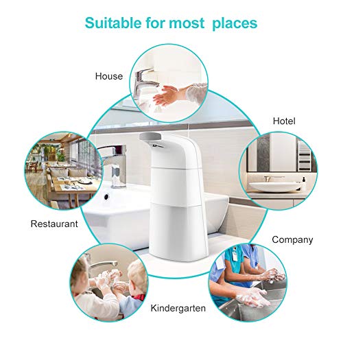 TOPERSUN Dispensador de Jabón Automático Dispensador Inteligente de jabón líquido con Sensor sin Contacto del jabón de touchless automático para Baño Cocina(Blanco,310ML)