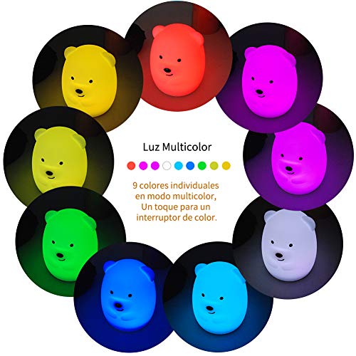TOPERSUN Luz de Noche Bebé Lámpara Multicolor Remoto Recargable Luz Nocturna Luz de 9 Colores Luces Navidad Multicolor Remoto Recargable TOPERSUN Luz de Noche Bebé Lámpara Multicolor Remoto Recargable Luz Nocturna Luz de 9 Colores Luces Navidad Multicolor Remoto Recargable