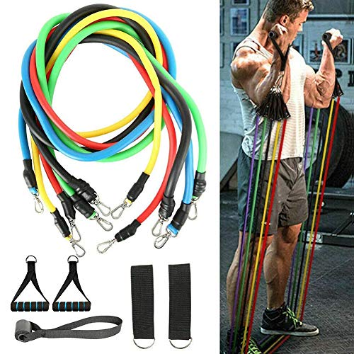 TOPJESS Set de Bandas de Resistencia, Bandas Elásticas, Látex Bandas de Resistencia, Colorful Bandas Elásticas de Fitness, Tubos de Látex, con Asas, Correas de Tobillo y Anclaje