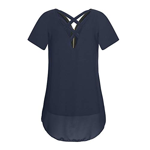 TOPKEAL Camisas Mujer Manga Corta Sueltan Gasa Tanque De El Verano Blusas Mujeres Cuello En V Dobladillo Scoop Tops Camisetas Casual Moda 2019 (Armada, M) TOPKEAL Camisas Mujer Manga Corta Sueltan Gasa Tanque De El Verano Blusas Mujeres Cuello En V Dobladillo Scoop Tops Camisetas Casual Moda 2019 (Armada, M)