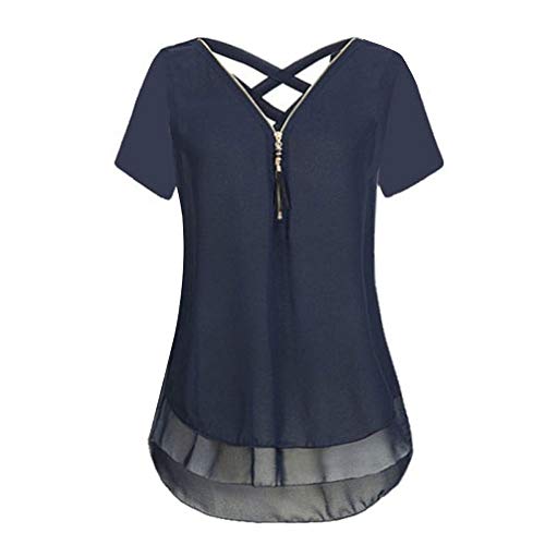 TOPKEAL Camisas Mujer Manga Corta Sueltan Gasa Tanque De El Verano Blusas Mujeres Cuello En V Dobladillo Scoop Tops Camisetas Casual Moda 2019 (Armada, M) TOPKEAL Camisas Mujer Manga Corta Sueltan Gasa Tanque De El Verano Blusas Mujeres Cuello En V Dobladillo Scoop Tops Camisetas Casual Moda 2019 (Armada, M)