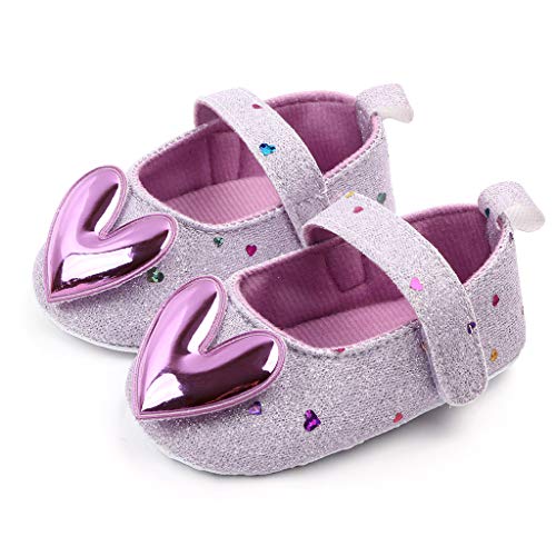 TOPKEAL Zapatos de Princesa para Bebés de Interior con Suela Blanda y Lentejuelas Brillantes de Amor para Niñas Morado