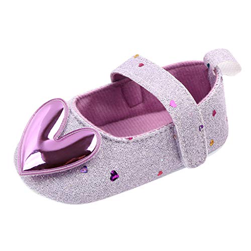 TOPKEAL Zapatos de Princesa para Bebés de Interior con Suela Blanda y Lentejuelas Brillantes de Amor para Niñas Morado