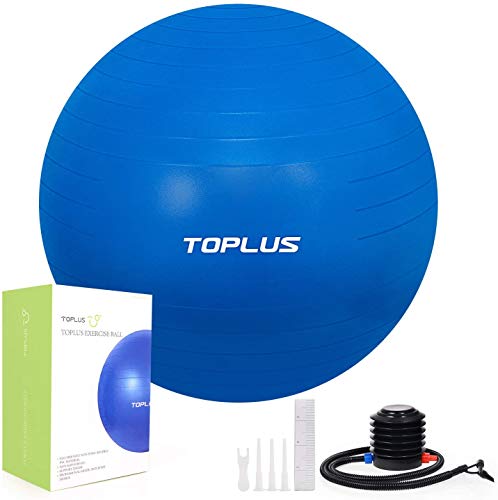 TOPLUS Balón de fitness Yoga, pelota de ejercicio para yoga, pilates, fitness (azul, 65 cm)