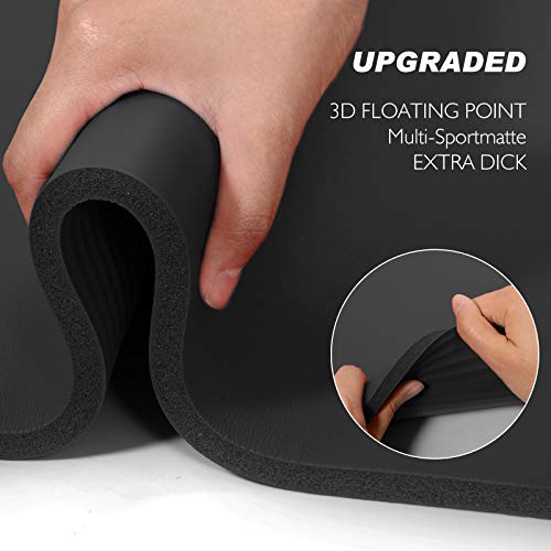 TOPLUS - Esterilla de gimnasia gruesa, sin ftalatos, antideslizante y respetuosa con las articulaciones, para yoga, pilates, deportes, con práctica correa de transporte, 183 x 61 x 1 cm (negro) TOPLUS - Esterilla de gimnasia gruesa, sin ftalatos, antideslizante y respetuosa con las articulaciones, para yoga, pilates, deportes, con práctica correa de transporte, 183 x 61 x 1 cm (negro)